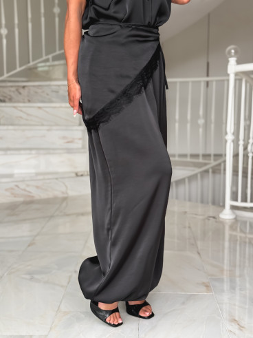 Pantalon satiné Sybille - Noir