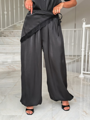 Pantalon satiné Sybille - Noir Pantalon satiné Sybille - Noir