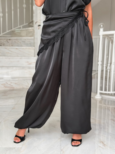 Pantalon satiné Sybille - Noir Pantalon satiné Sybille - Noir