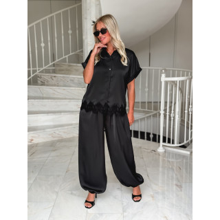 Pantalon satiné Sybille - Noir
