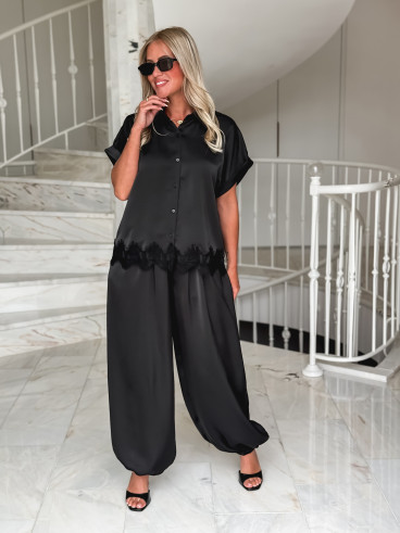 Pantalon satiné Sybille - Noir Pantalon satiné Sybille - Noir