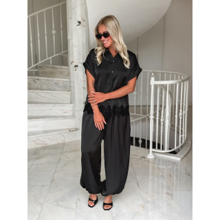 Pantalon satiné Sybille - Noir