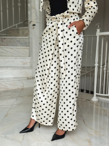 Pantalon à pois Candie - Crème