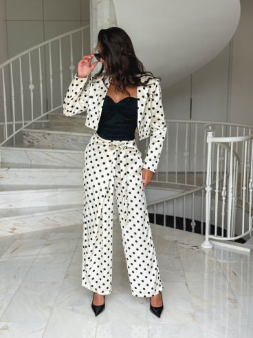 Pantalon à pois Candie - Crème