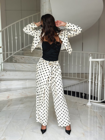 Pantalon à pois Candie - Crème