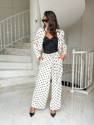 Pantalon à pois Candie - Crème