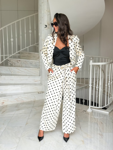 Pantalon à pois Candie - Crème