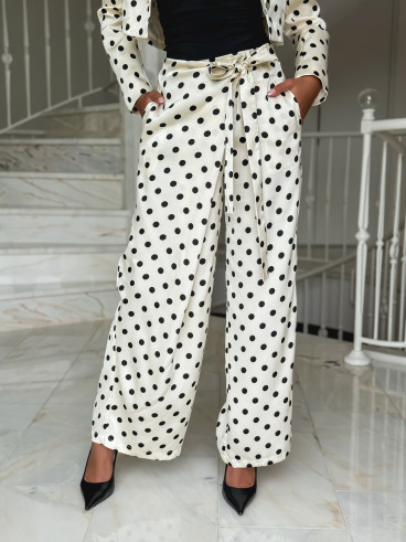Pantalon à pois Candie - Crème