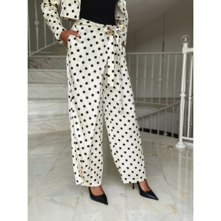 Pantalon à pois Candie - Crème