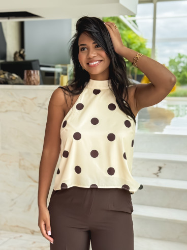 Blouse à pois Aéliane - Jaune