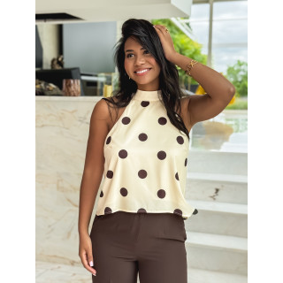 Blouse à pois Aéliane - Beige