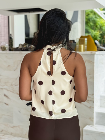 Blouse à pois Aéliane - Beige