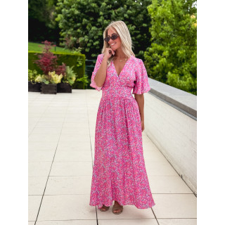 Robe longue à fleurs Kailie - Fuchsia