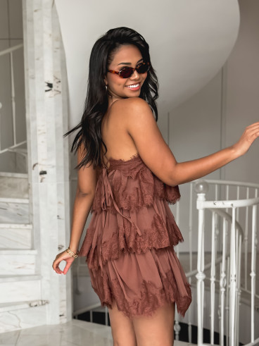 Robe courte Idalie - Chocolat
