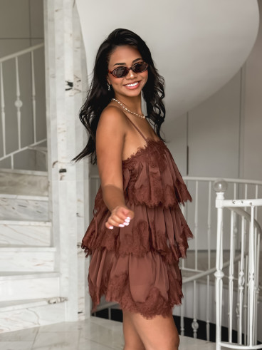 Robe courte Idalie - Chocolat Robe courte Idalie - Chocolat