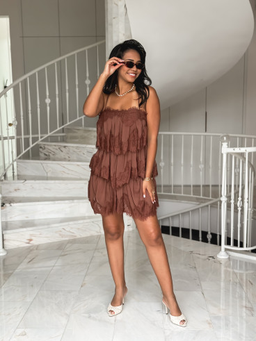 Robe courte Idalie - Chocolat Robe courte Idalie - Chocolat
