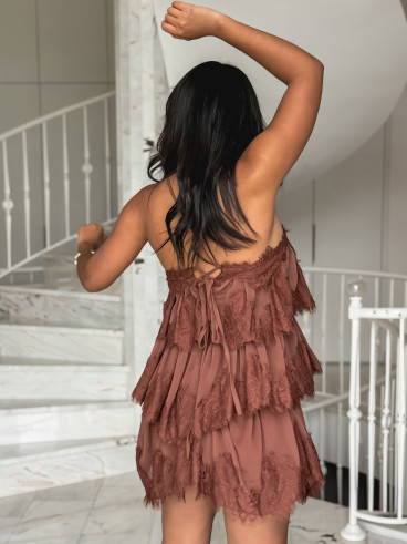 Robe courte Idalie - Chocolat Robe courte Idalie - Chocolat
