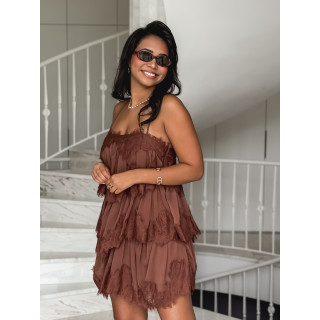 Robe courte Idalie - Chocolat