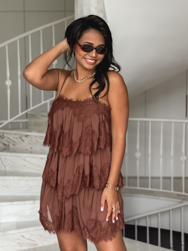 Robe courte Idalie - Chocolat Robe courte Idalie - Chocolat