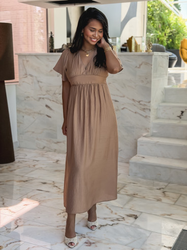 Robe longue Eglantine - Beige