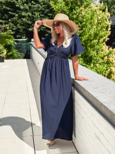 Robe longue Eglantine - Bleu marine