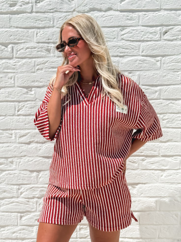 Blouse lignée Maxine - Brique