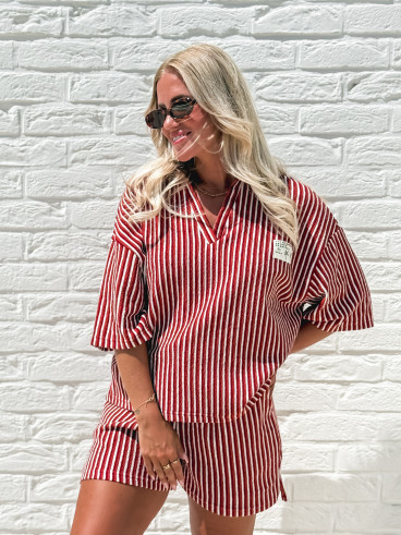 Blouse lignée Maxine - Brique