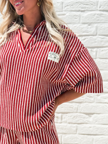 Blouse lignée Maxine - Brique