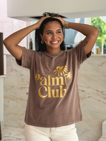 T-shirt "The palm club" - Marron