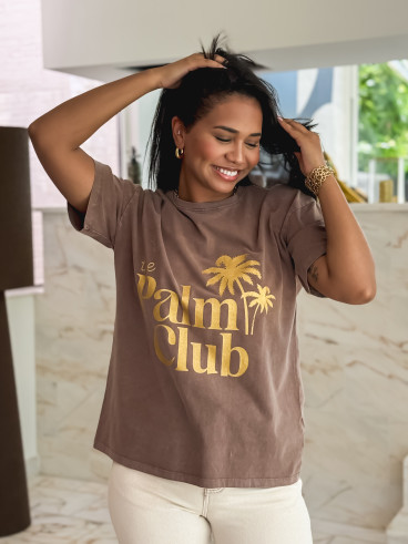 T-shirt "The palm club" - Marron