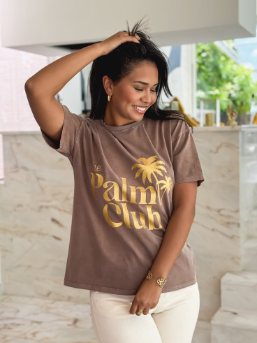 T-shirt "The palm club" - Marron