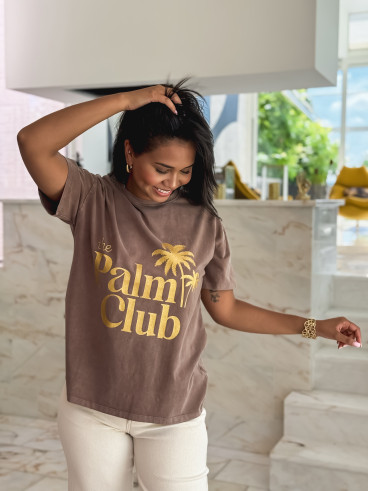 T-shirt "The palm club" - Marron