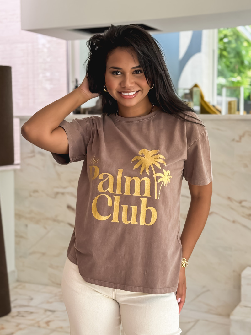 T-shirt "The palm club" - Marron