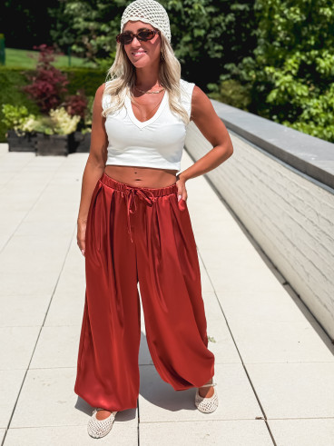 Pantalon satiné Nysa - Rouille
