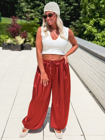 Pantalon satiné Nysa - Rouille