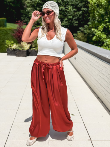 Pantalon satiné Nysa - Rouille