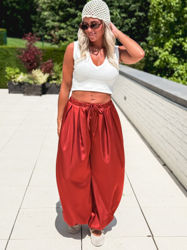 Pantalon satiné Nysa - Rouille