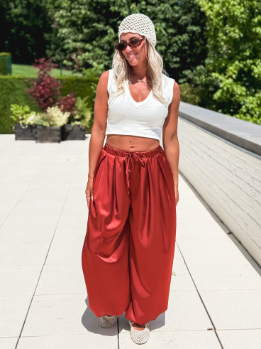 Pantalon satiné Nysa - Rouille