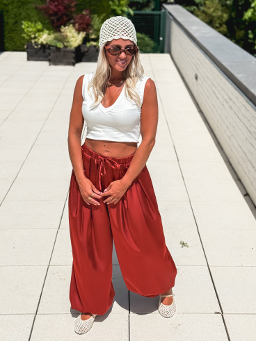 Pantalon satiné Nysa - Rouille