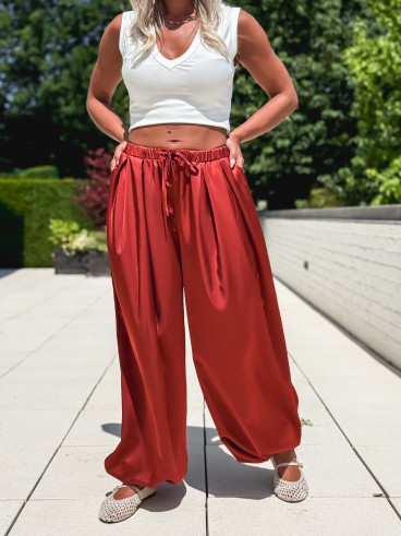 Pantalon satiné Nysa - Rouille