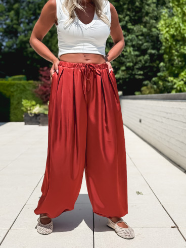 Pantalon satiné Nysa - Rouille