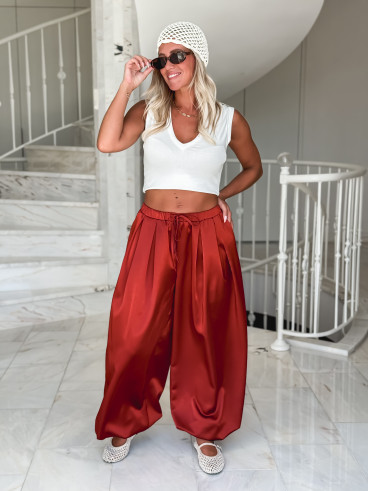 Pantalon satiné Nysa - Rouille