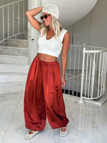 Pantalon satiné Nysa - Rouille