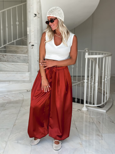 Pantalon satiné Nysa - Rouille