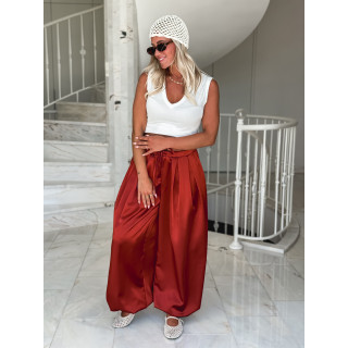 Pantalon satiné Nysa - Rouille