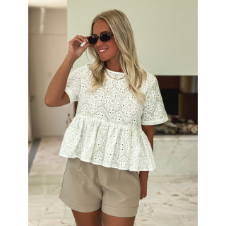 Blouse en broderie Lysia - Blanc