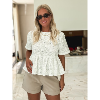 Blouse en broderie Lysia - Blanc