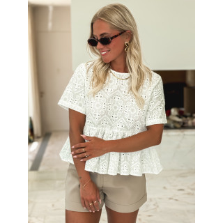 Blouse en broderie Lysia - Blanc