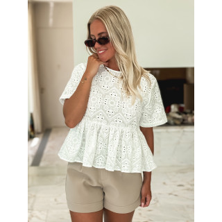 Blouse en broderie Lysia - Blanc