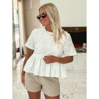 Blouse en broderie Lysia - Blanc